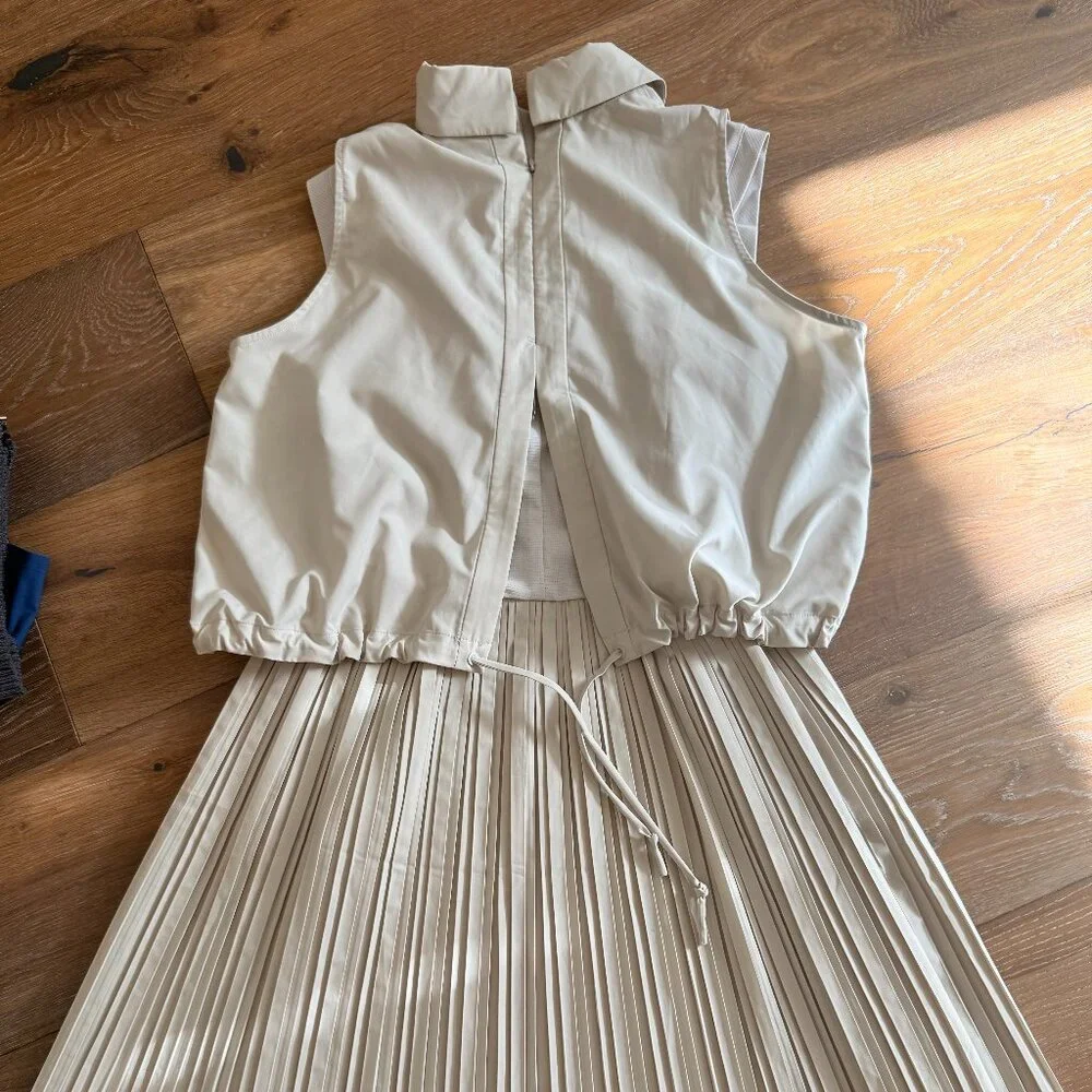 Lanvin Blanc Golf Sleeveless Dress - Size M - Pleated & Adjustable Waist - Picture 2 of 7